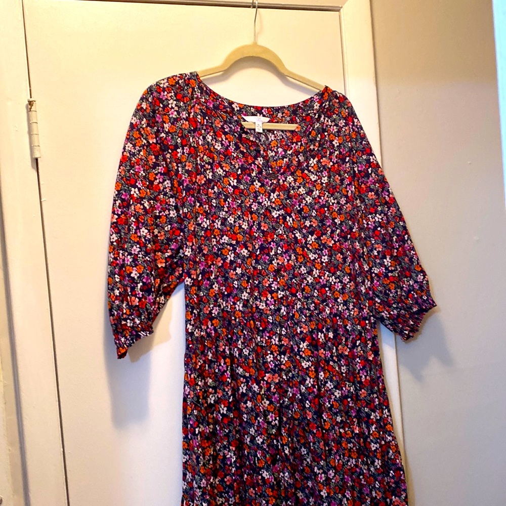 Cotton, floral, tiered skirt, dress nwt